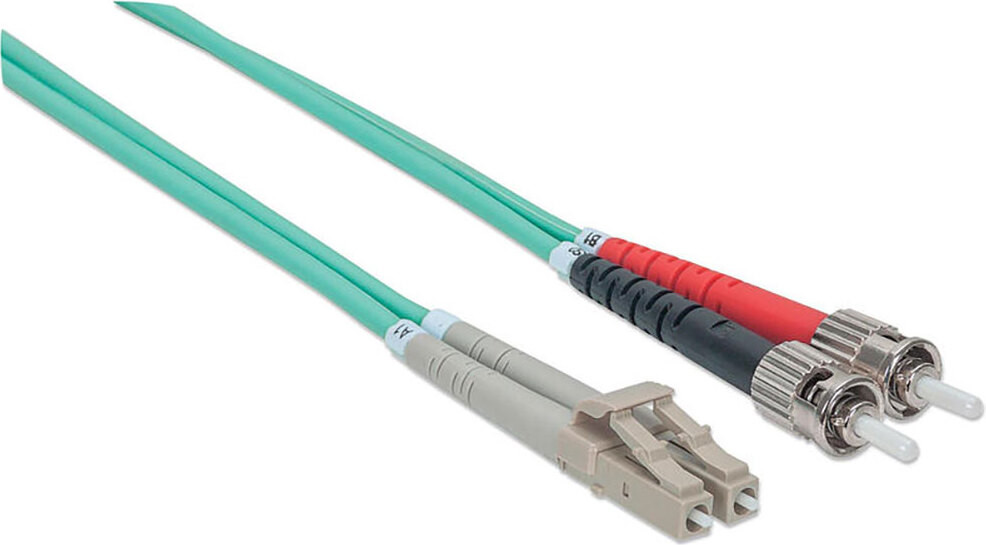 Intellinet 751117 Glasvezelkabel LC/ST Multimode OM3, 1 meter, blauw