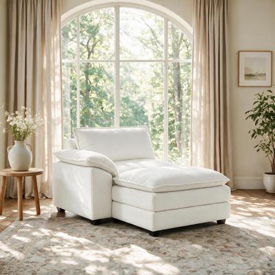 DREAMSIDEA Corduroy Accent Chair With Ottoman, Upholstered Armchair Set