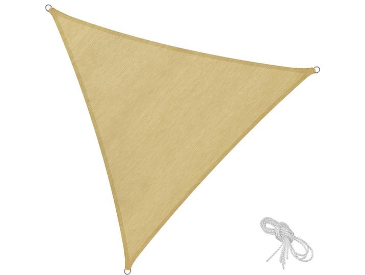tectake Sonnensegel, inklusive Spannseile, beige, Beige, Kunststoff, Dreieckig, 600x600 cm, Sonnenschutz, Sonnenschirme