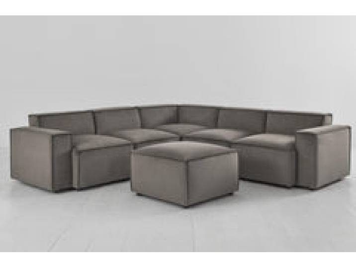 Ecksofa Model 03 mit Polsterhocker, Elefantengrau
