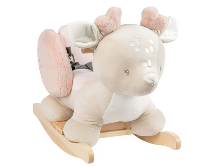Nattou Schaukeltier, Hirschkuh, Inkl. Sicherheitsgurt, Fröhliches Hin- und Herschaukeln, 100% Polyester, FanFan, Beige