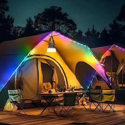Camping Laterne Solar Lichterkette Multifunktionale wiederaufladbare Außen Zelt Camping Licht 16,4FT IP65 wasserdicht Campingausrüstung mit wiederaufladbarem Notfall für Heim- und Party Deko