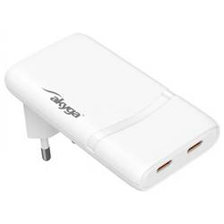 Akyga USB Ladegerät 65 W USB-C® PPS, USB PD 3.0, QC 4+, QC 3.0, Quick Charge 2.0, Adaptive Fast Charge Weiß intern Überstromschutz, USB Power Delivery AK-CH-32