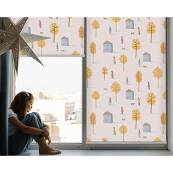 INNENROLLO - Fensterrollo - Rollo - 90x180 cm - Häuser zwischen den Bäumen