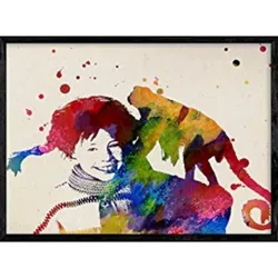 POSTER Pipi Mit Affe Film A4 Schwarzer Rahmen