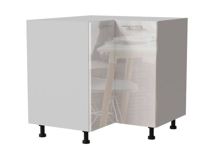 Feldmann-Wohnen Eckschrank Essen (D12/90, 2 Türen, 1-St., moderne Optik, Acrylfronten mit Glaseffekt) 90x90x82cm weiß - weiß Hochglanz (ES-D12/90)