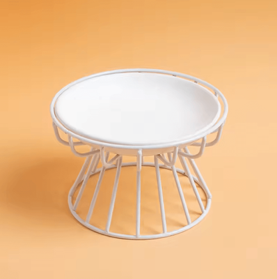 Inspire Curations ElevaDish Raised Ceramic Cat Bowl Set white