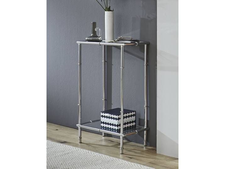 Konsolentisch HAKU Beistelltisch , transparent (silber, silber, silber), B:50cm H:75cm T:25cm, Tische, Konsolentisch, rechteckig - aus Metall Silber B/T/H 50/25/75 cm