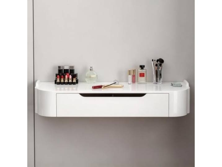 PGZMDTWI Schwebender Schminktisch, Wandtisch aus Holz, Stauraum Holzwerkstoffrahmen, Minimalistische Weiße Oberfläche mit Schubladen für Bad, Schlafzimmer und Wohnung(103.6 cm40.79 in)