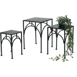 DanDiBo Blumenständer Metall Schwarz Eckig 96449 3er Set Pflanzenständer Blumenhocker Beistelltisch Blumensäule Modern Pflanzenhocker