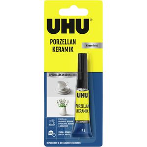 UHU Spezialkleber Porzellan Keramik, 47695, Sekundenkleber, wasserfest, 3g