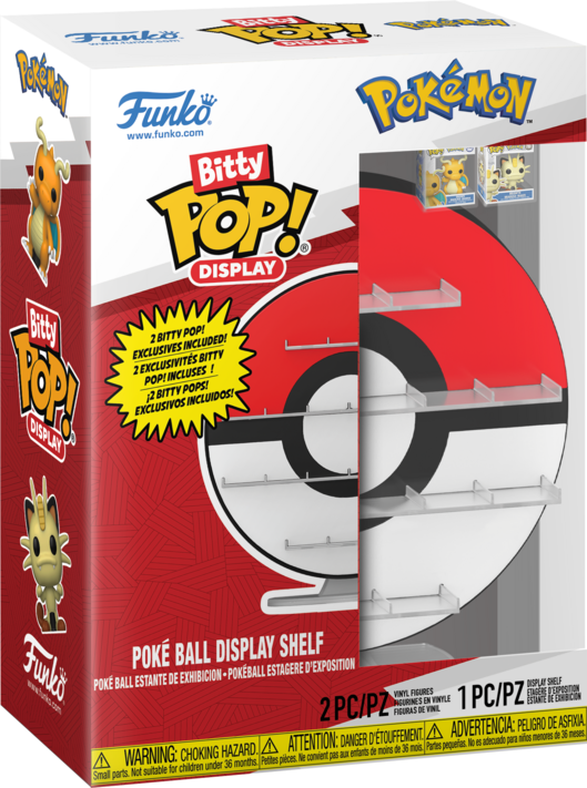 Funko Pokémon Bitty POP! Poké Ball Display Shelf with 2 Exclusive Figures, Red, White, Black, for Collectors