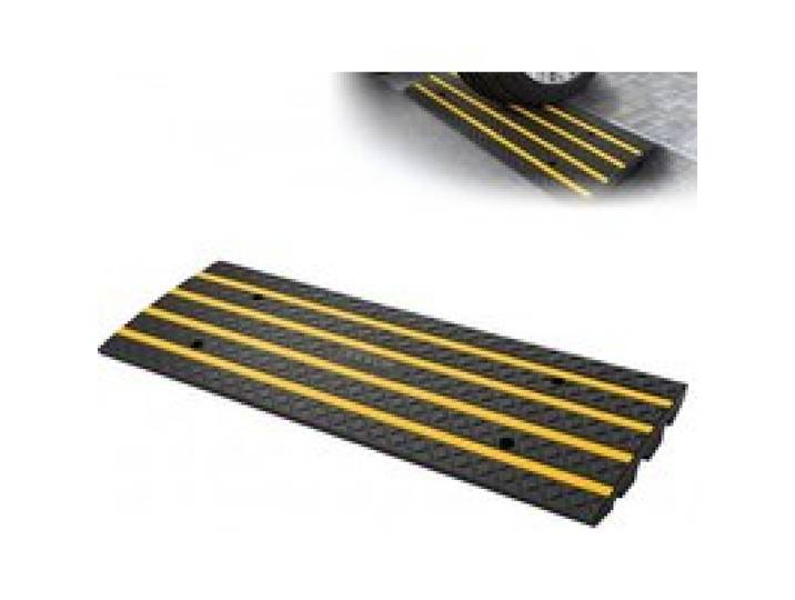 VEVOR Rampe de Trottoir, 65 mm, Rampe de Seuil d'Accès en Caoutchouc Antidérapante, Capacité de Charge 15 tonnes, avec Bandes Réfléchissantes Jaunes, pour Passage Quai de Chargement, Entrepôt, Garage