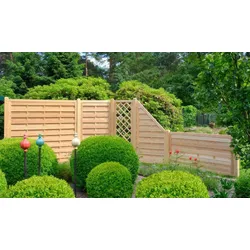 Zaunfeld Taiga 90 x 180 auf 90 cm - Sichtschutzzaun mit Rankgitter aus sibirischer Lärche, naturbelassen - stabiler Gartenzaun