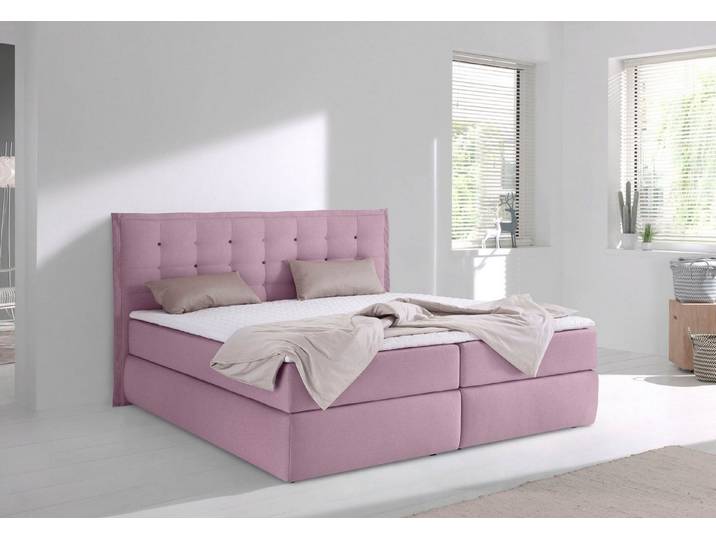 Home affaire Boxspringbett Sagres, Kopfteil mit 2farbiger Flatterbiese und zweifarbigen Knöpfen