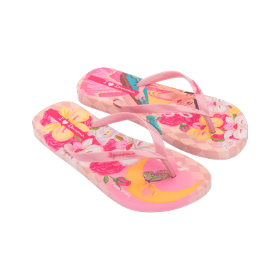 Zehentrenner IPANEMA "IPANEMA GRAFFITI V FEM", Damen, Gr. 38, pink, pink, gelb, Synthetik, Schuhe Zehentrenner, für Erwachsene, leicht profiliertes Laufsohlenprofil