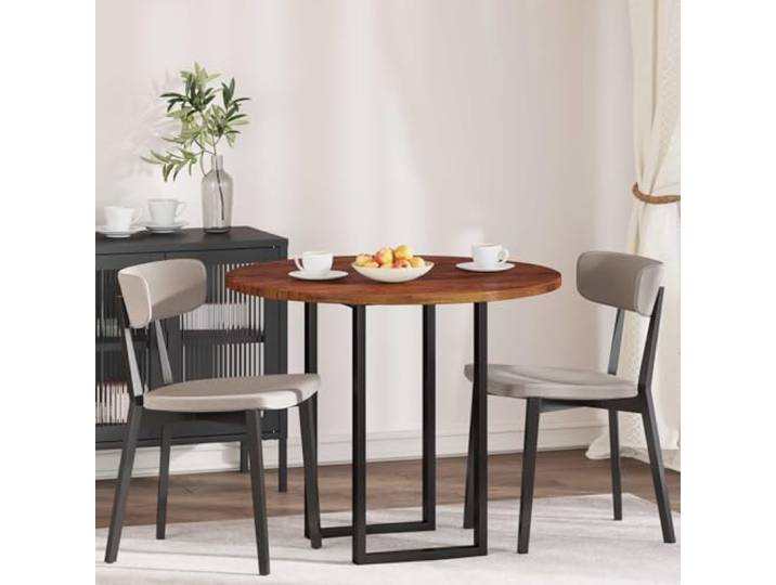 ZXQVLMRS Tischplatte Rund Ø 90 x 2.5 cm aus Massivholz Eiche Hellbraun Wendeplatte für flexible Gestaltung, Für Esszimmer & Küche, Robuste Qualität