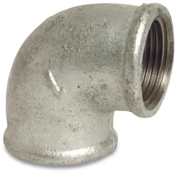 Gewindefitting Temperguss Winkel 90°, 3/8" IG x 3/8" IG, Tempergussfitting verzinkt
