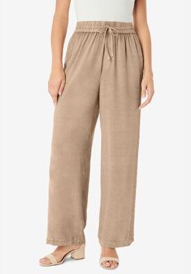 Plus Size Women's Plus Size Acid Wash Pants by Roaman's in New Khaki (Size 40 W)