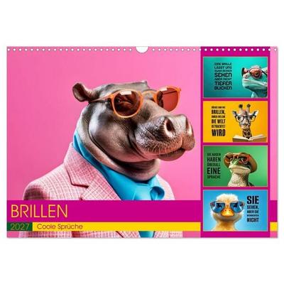 BRILLEN - coole Sprüche (Wandkalender 2027 DIN A3 quer), CALVENDO Monatskalender