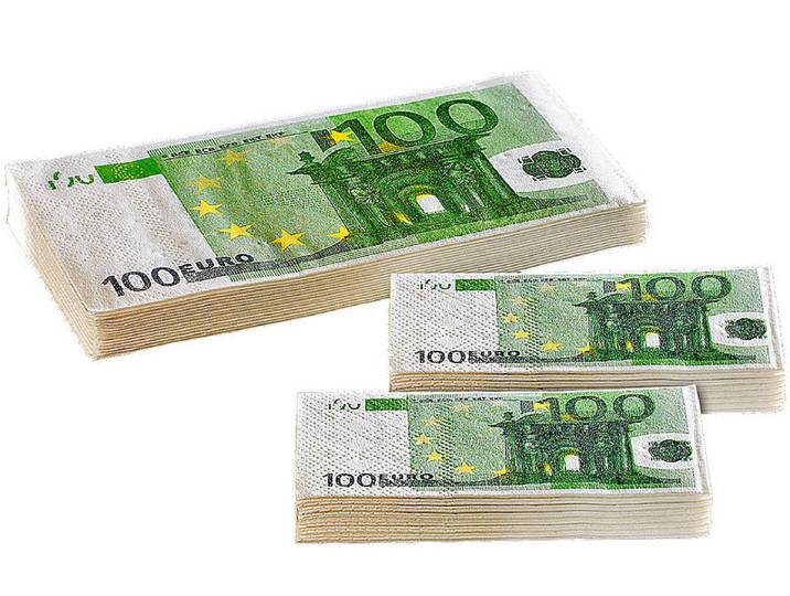 Imponier-Set 100 Taschentücher & 50 Servietten im 100-Euro-Design