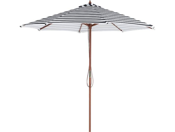 BELIANI Sonnenschirm Schwarz/Weiß Polyester Birkenholz ⌀ 245 cm Zebra-Streifen Garten Terrasse Balkon