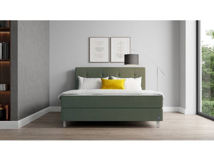 BRUNO Boxspringbett Premium 180x200cm in Grün Matratzen-Härtegrad: Links H2 / Rechts H2 mehrfach ausgezeichnet in Design & Qualität