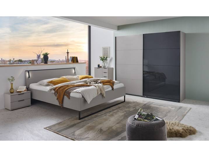 Schwebetürenschrank Tilburg 180cm Grau/Lavagrau/Saharagrau