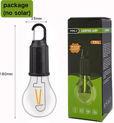 Inspire Curations Solar LED Hanging Camping Light Bulbs With 3 Lighting Modes no Solar Led 1pcs as Shown