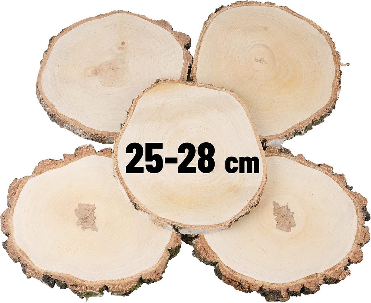 Houten ronde schijven voor schilderijen en tafeldecoratie