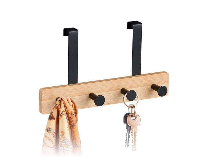 Türgarderobe mit 4 Haken Hellbraun-Schwarz