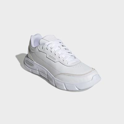 Walkingschuh ADIDAS SPORTSWEAR "CLOUDFOAM FLEX SMART CASUAL", Herren, Gr. 42, weiß (cloud weiß, grau one, grau two), Leder, Synthetik, Schuhe Walkingschuh