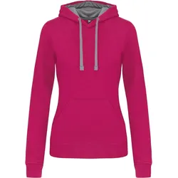 Kariban Damen Kontrast Kapuzen Sweater Hoodie K465 fuchsia/fine grey XXL