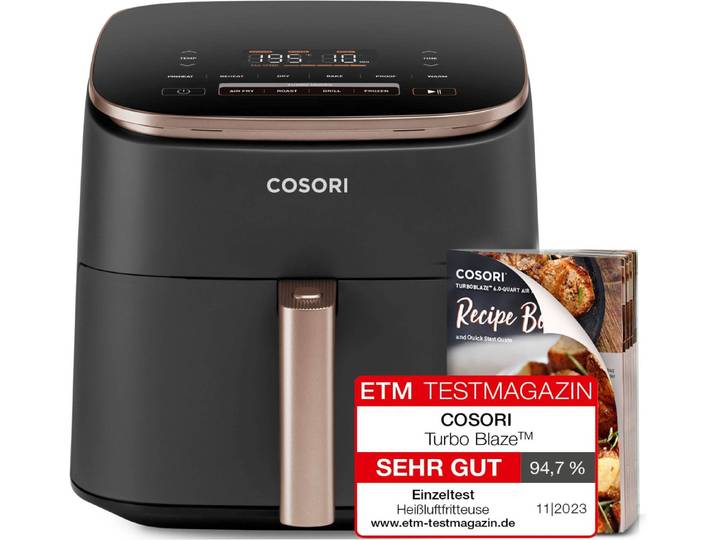 Cosori Heißluftfritteuse COSORI TurboBlaze Heißluftfritteuse CAF-DC602-KEUR, 6 L, 9-in-1, 1725 W