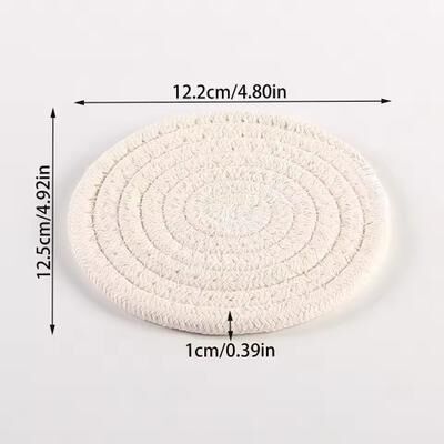 Inspired Living SilkWeave Round Cotton Cup Mat 12 Cm Stylish Tabletop Coaster & Heat Protection Pot Holder g