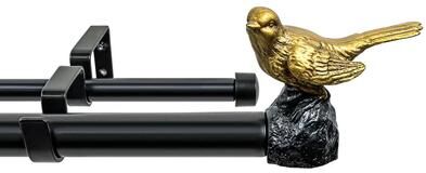 MERIVILLE 1-Inch Diameter Double Window Curtain Rod, Bird Finials