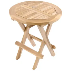 VCM Klapptisch   Beistelltisch klappbar   Gartentisch Teakholz   Blumentisch   Balkontisch   Naturfarben rund Ø 60cm