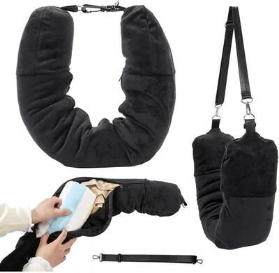 Uplift Treasures Convertible U Shaped Travel Neck Pillow black