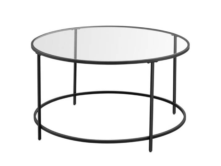 Table Basse Ronde en Verre Trempé Noir - VASAGLE - LGT021B01