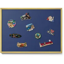 MAGNETTAFEL 70x50 cm Goldener Rahmen Dunkelblau