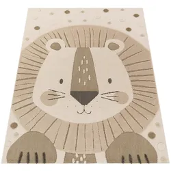 KINDERTEPPICH, mit Löwen-Motiv, aus Polyester, Beige, 80 x 150 cm