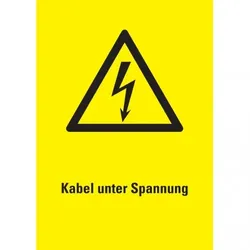 Dreifke® 40 Stück, Warn-Kombischild Kabel unter Spannung, mit Bohrungen, Kunststoff, 210x297mm