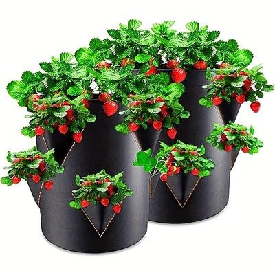 Pflanzbeutel, Erdbeer-Pflanzbeutel mit Griffen, 5/7/10 Gallonen schwere Pflanztöpfe aus Vliesstoff für Tomaten, Karotten, Zwiebeln, Obst, Blumen und Gemüse, Gartenbedarf