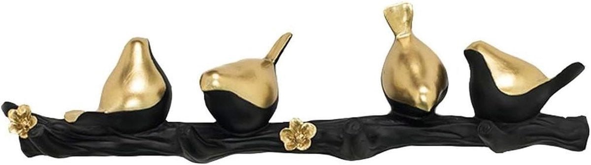 Wandkapstok Vogelhaak Muurhanger Kleding Zwart Goud 17,5 cm