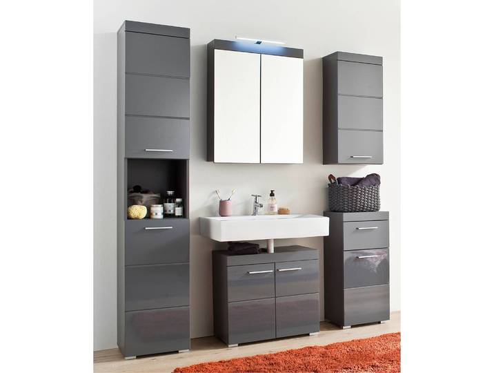 Waschbeckenunterschrank Amanda 60 x 56 x 34cm Grau/Hochglanz Grau