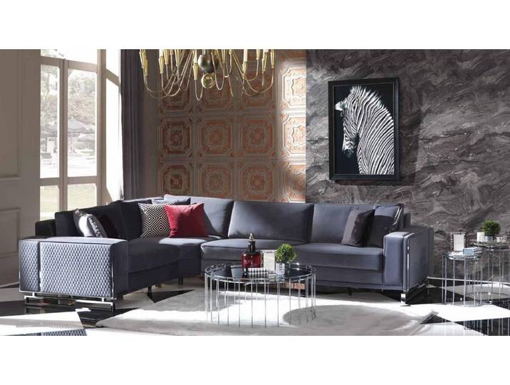 Xlmoebel Ecksofa Graues Luxus Sofa in L-Form aus hochwertigem Textil, Ecksofa, Hergestellt in Europa