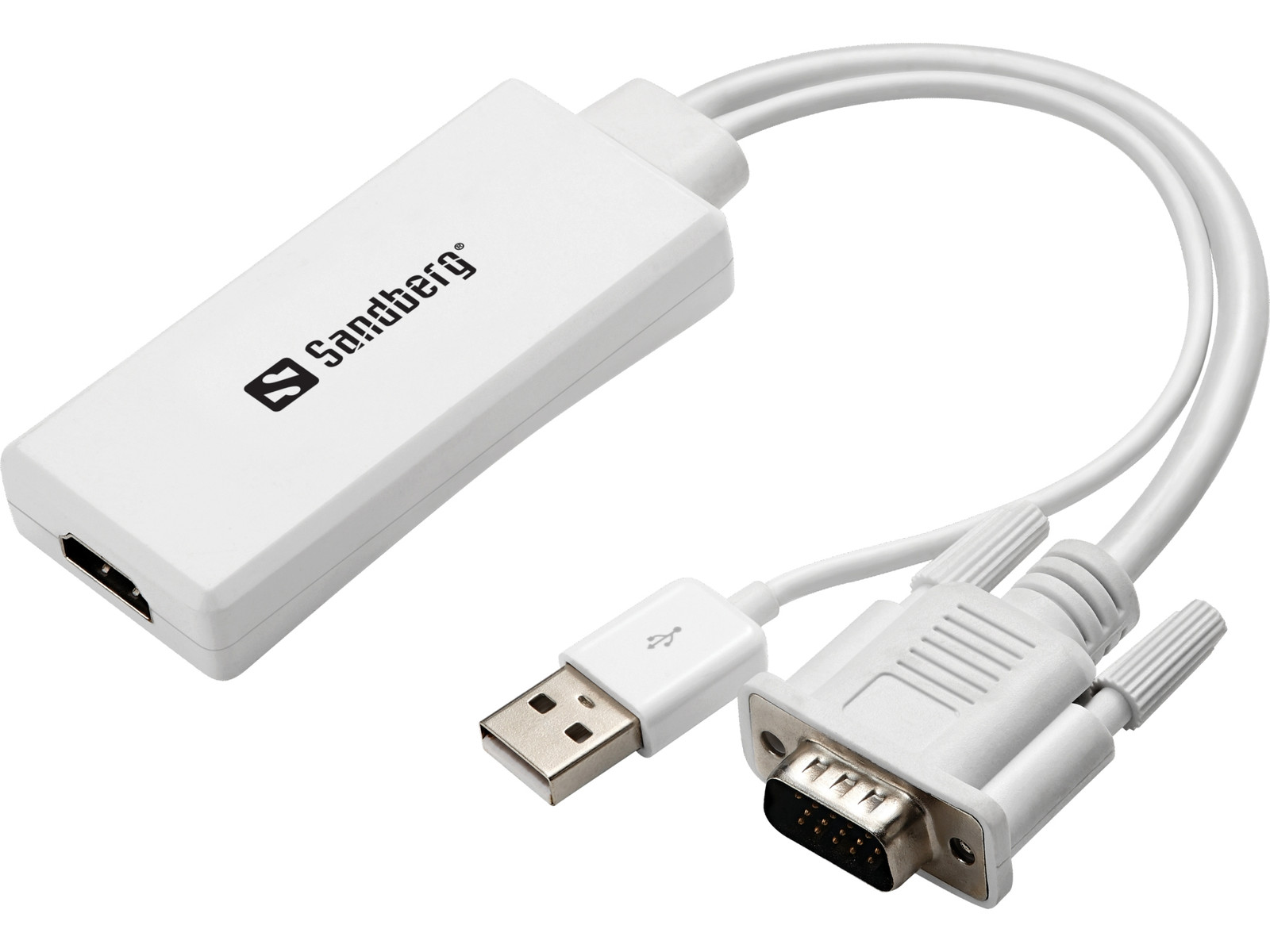 Sandberg VGA+Audio naar HDMI converter, VGA (D-Sub) + USB, wit