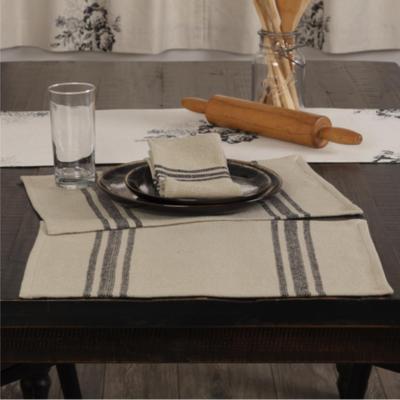 VHC Brands Mill House Stripe Black Placemat Set of 4
