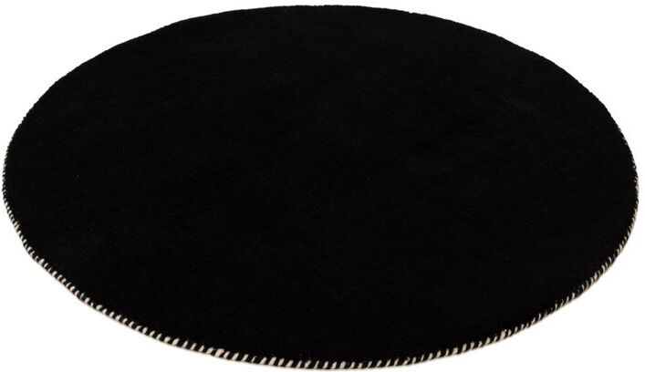 Carpetfine Wool Hand Woven Area Rug Black Round 80cm
