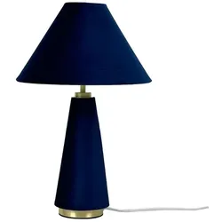 Relaxdays Tischlampe mit Samtschirm Dunkelblau,Gold